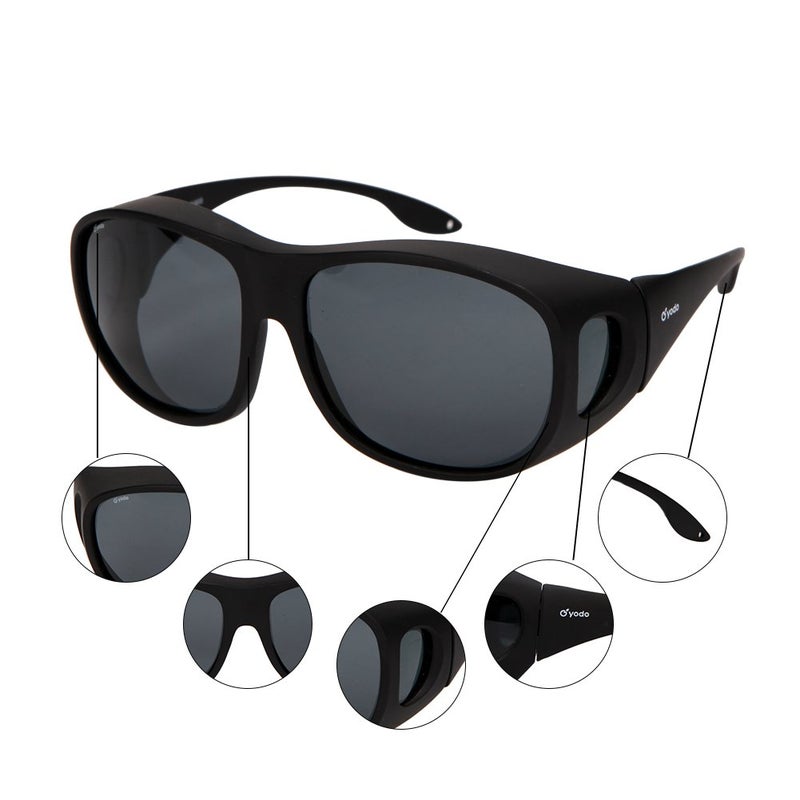 yodo Fit Over Glasses Sunglasses with Polarized Lenses for Men and Women, Matt Leopard - Image 4